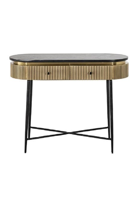 Oblong Marble 2-Drawer Console Table | Richmond Interiors Ironville | Oroa.com