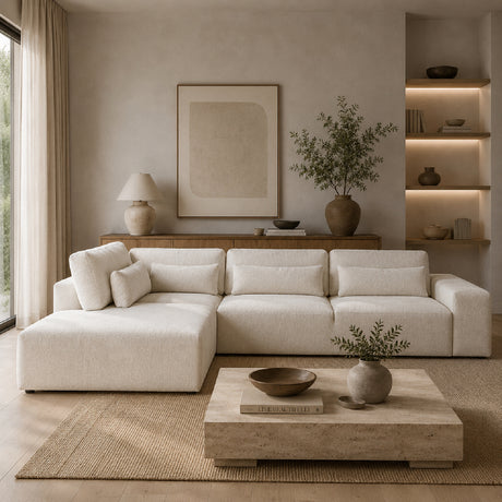   Cream 3-Seater Sofa with Ottoman | Oroa.com