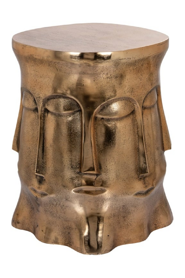Gold Sculptural Face Side Table | Richmond Interiors Hedron | Oroa.com