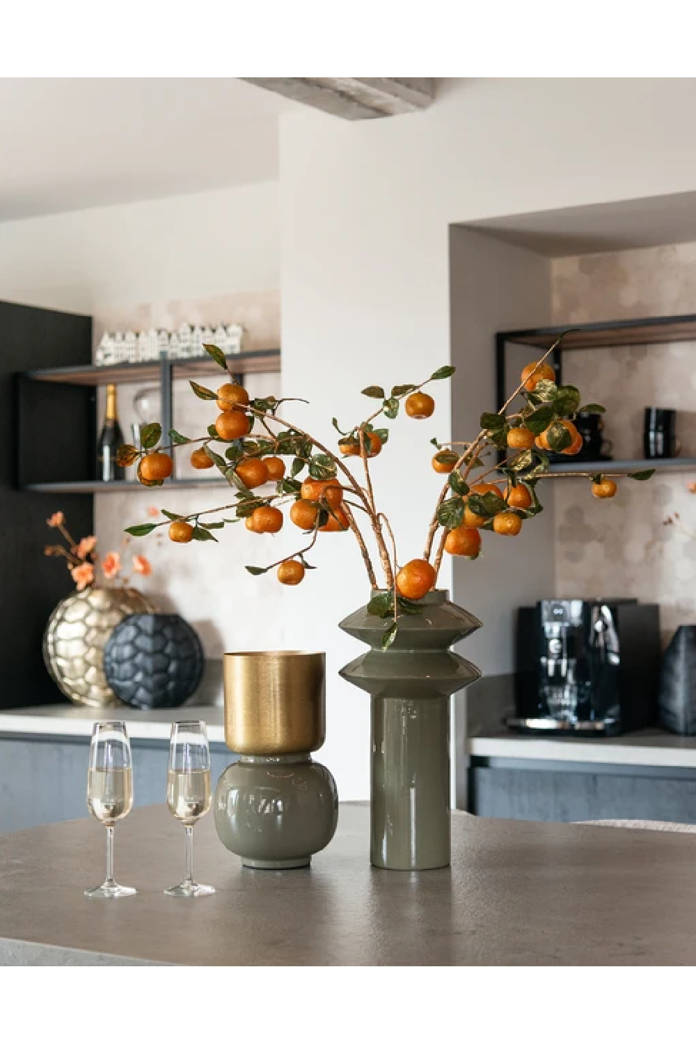 Olive Green Iron Vase | OROA Flora | Oroa.com