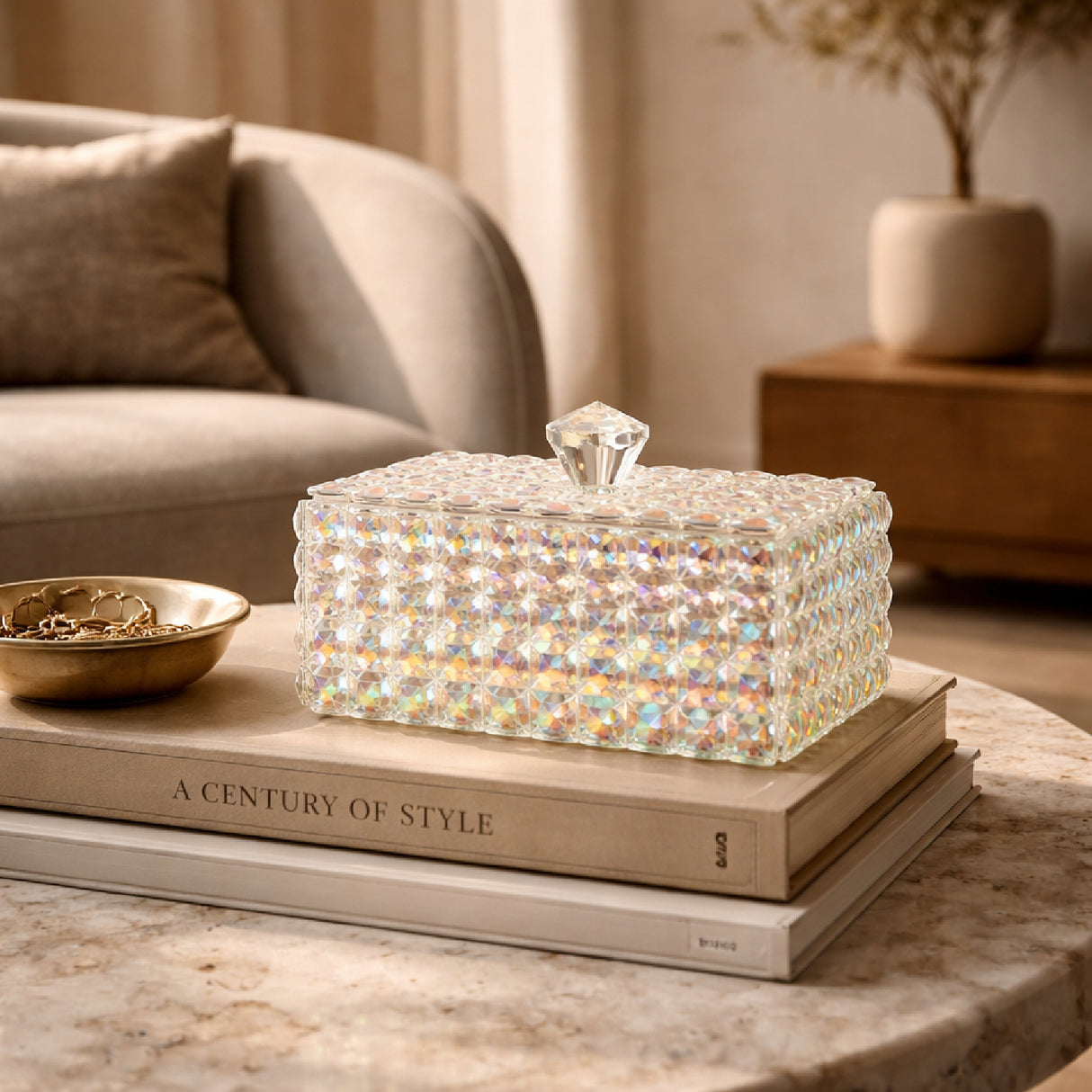   Faceted Crystal Jewelry Box | Oroa.com