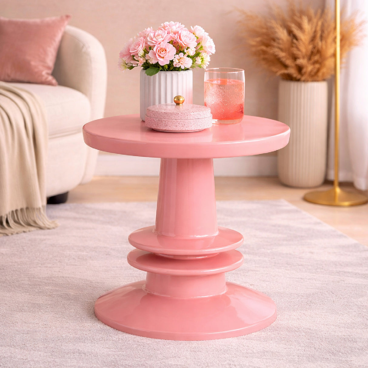   Pink Pedestal Side Table | Oroa.com