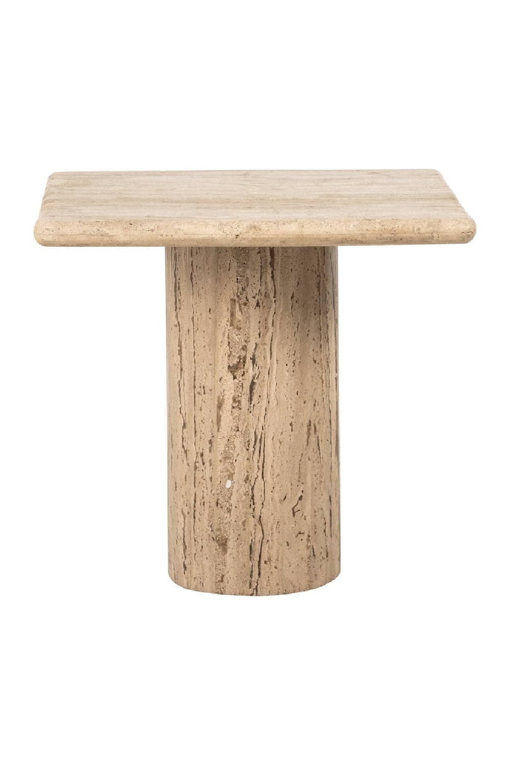 Square Travertine Pedestal Side Table | OROA Hampton | Oroa.com