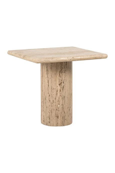 Square Travertine Pedestal Side Table | Richmond Interiors Hampton | Oroa.com