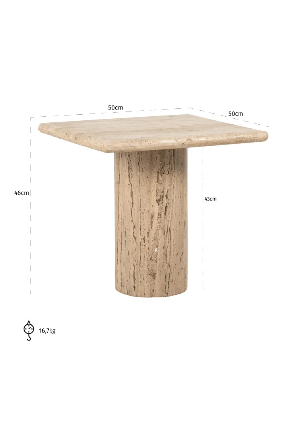 Square Travertine Pedestal Side Table | Richmond Interiors Hampton | Oroa.com