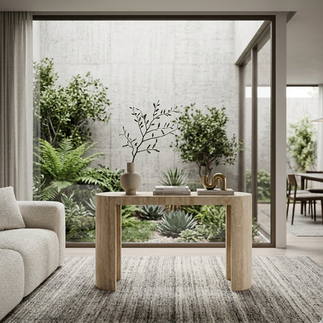   Beige Travertine Console Table | Oroa.com