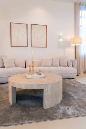 Beige Travertine Round Coffee Table | Richmond Interiors Biltmore | Oroa.com