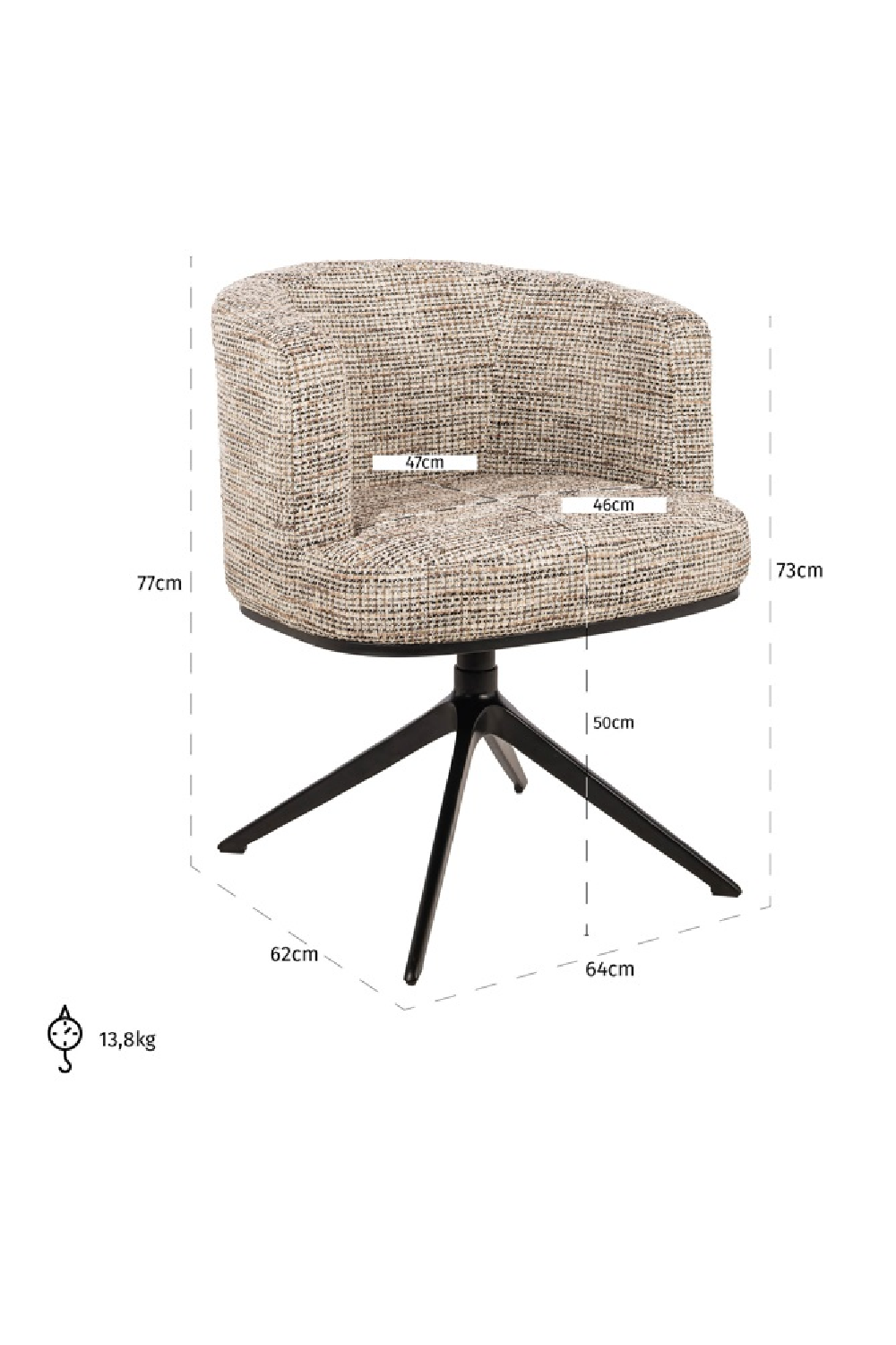 Curved Modern Swivel Chair | OROA Cheyenne | Oroa.com