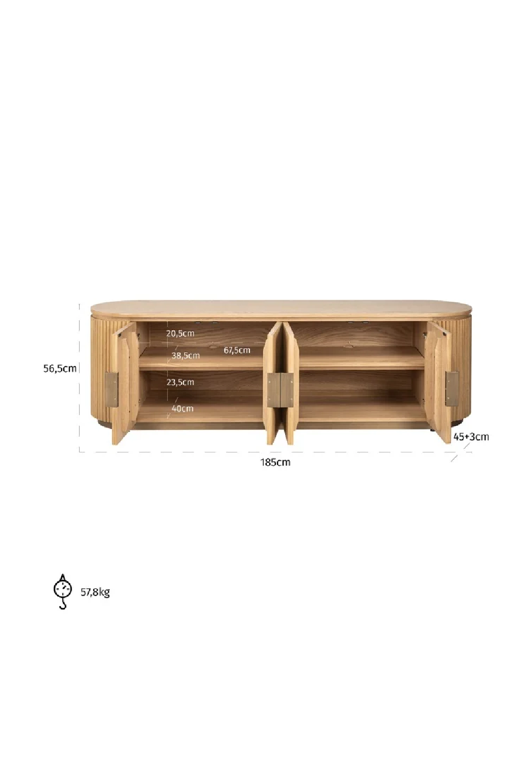 Natural Oak 4-Door TV Unit | OROA Belfort | Oroa.com