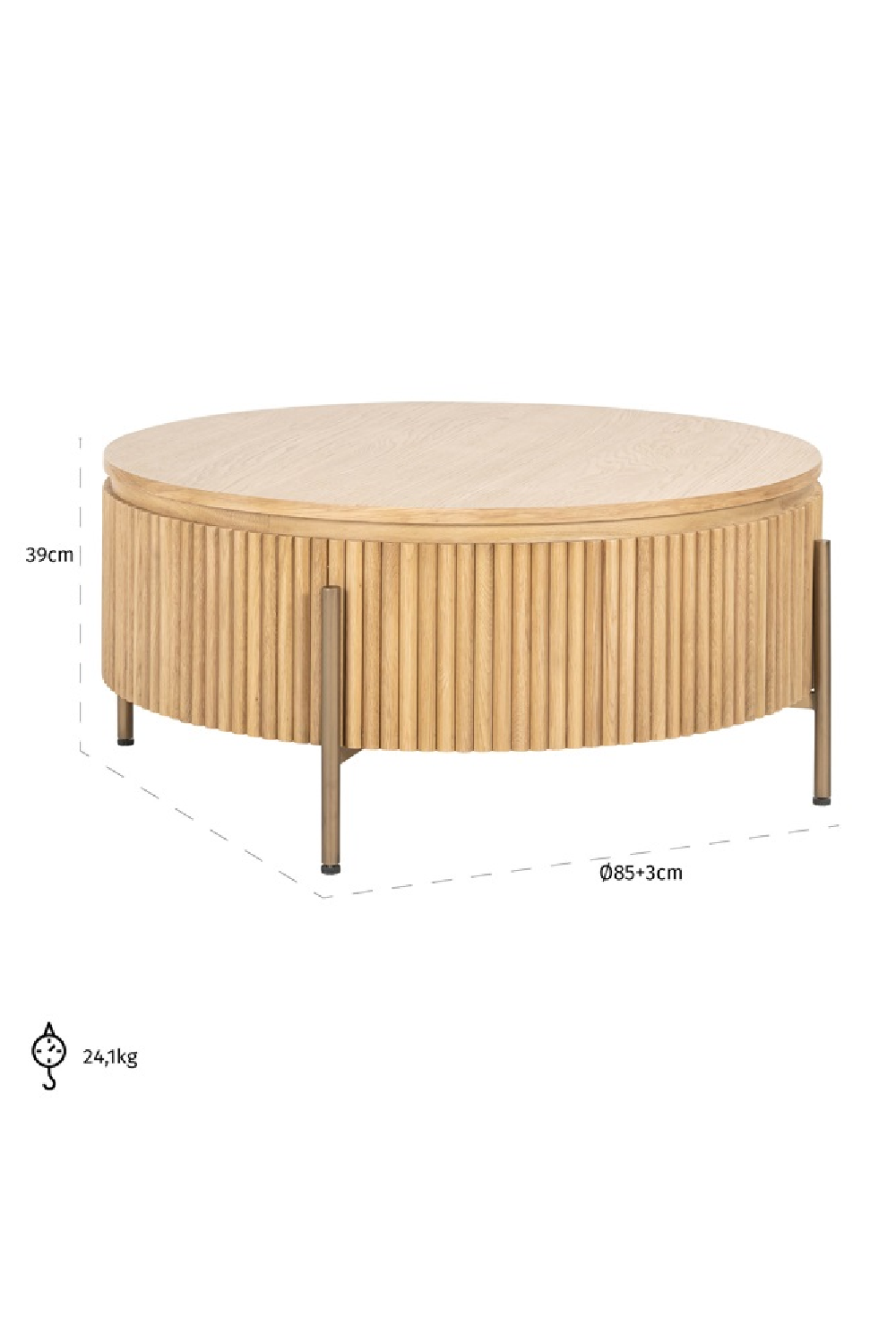 Natural Oak Round Coffee Table | OROA Belfort | Oroa.com