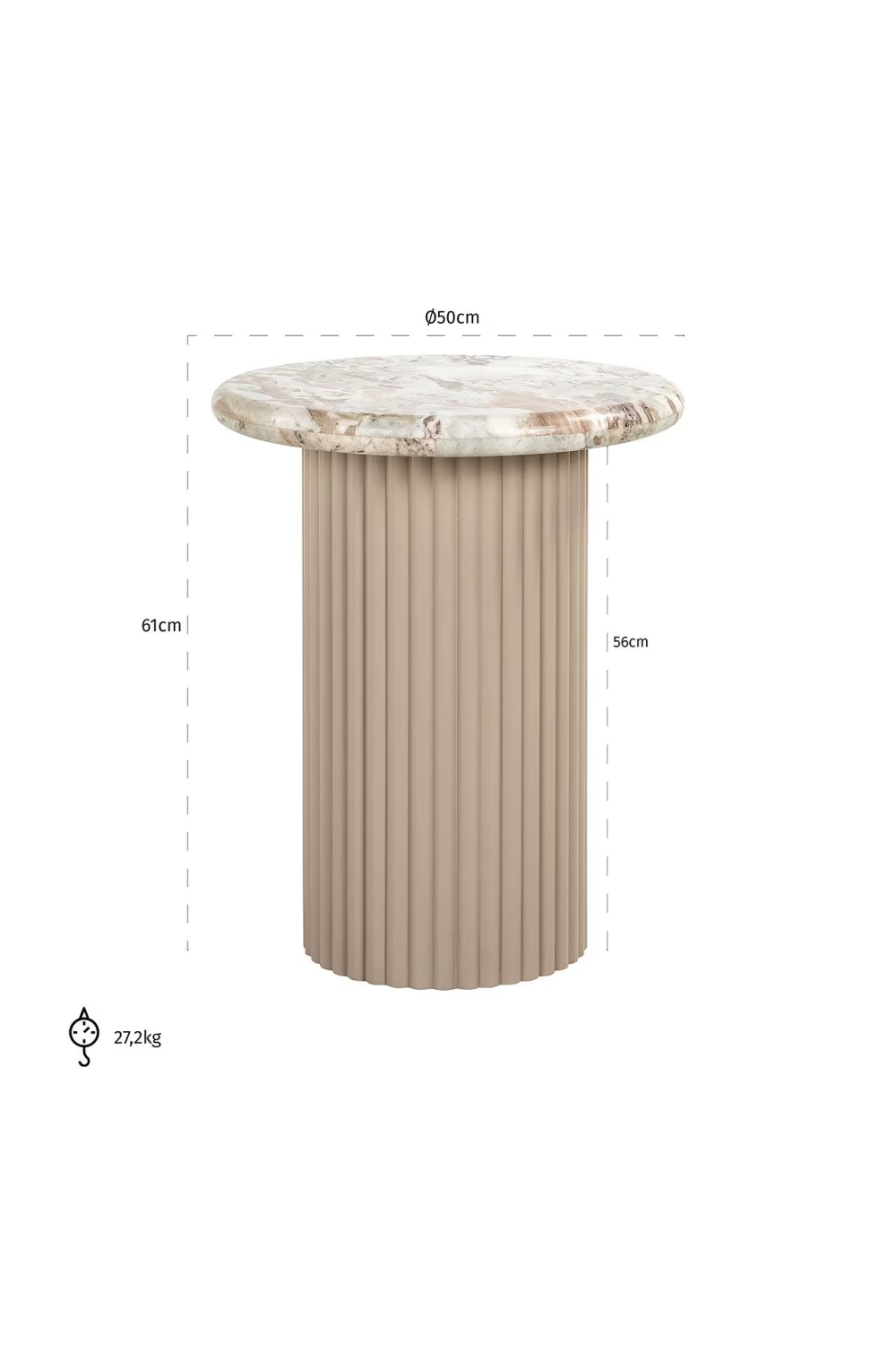 Beige Marble Round End Table | OROA Coronel | Oroa.com