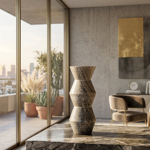   Beige Marble Angular Vase | Oroa.com