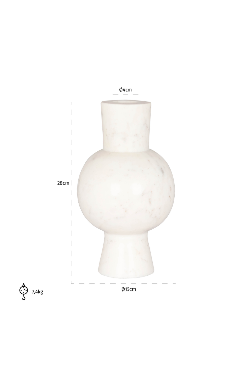 White Marble Rounded Vase | Richmond Interiors Jonah | Oroa.com