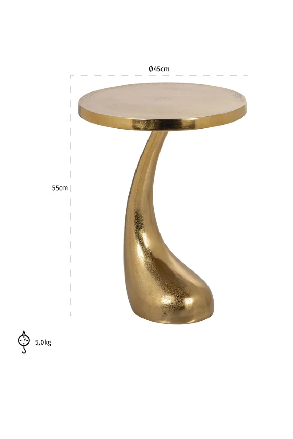 Gold Curved Pedestal End Table | OROA Dolphin | Oroa.com