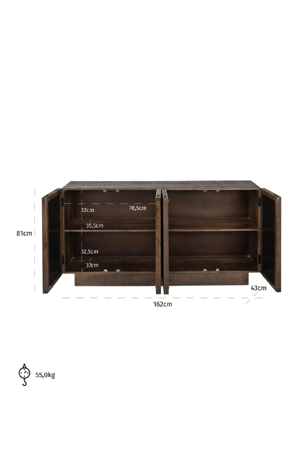 Mango Wood 4-Door Sideboard | Richmond Interiors Bryant | Oroa.com