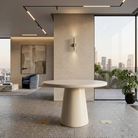   Beige Pedestal Dining Table | Oroa.com