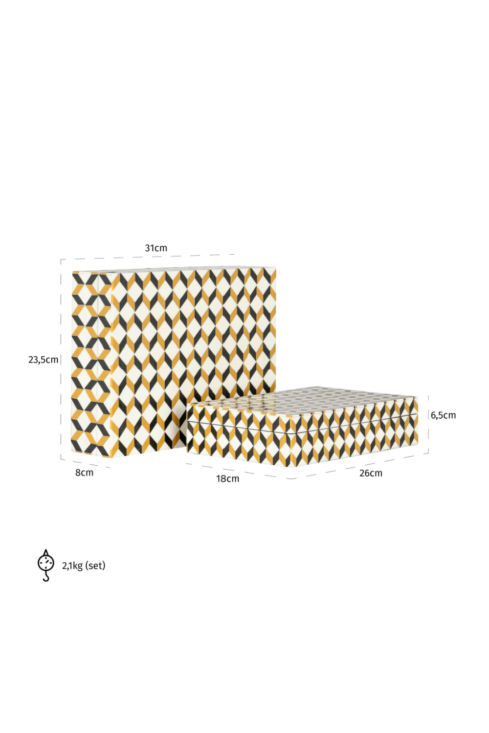 Zig-Zag Patterned Storage Boxes (2) | OROA Frences | Oroa.com