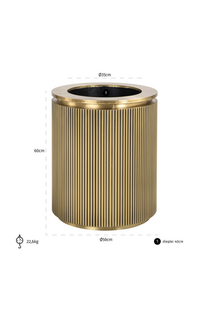 Gold Cylindrical Ridged Planter | Richmond Interiors Ironville | Oroa.com