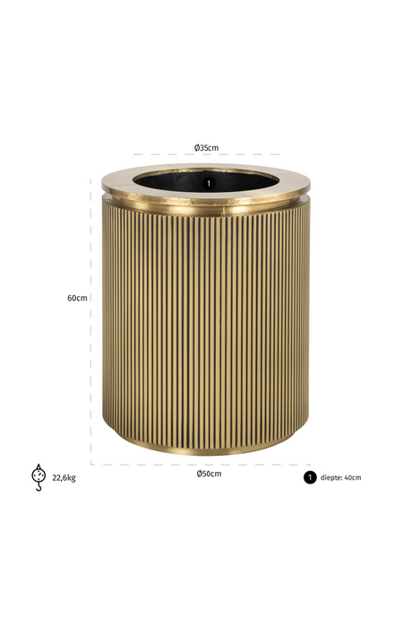 Gold Cylindrical Ridged Planter | Richmond Interiors Ironville | Oroa.com