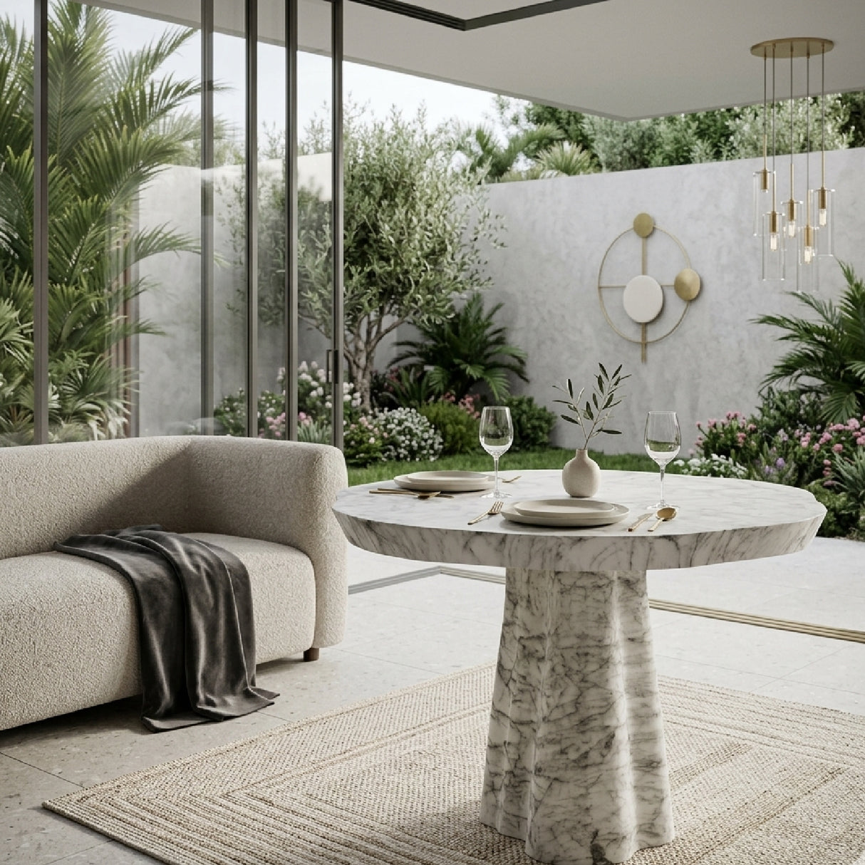   White Marble Outdoor Dining Table | Oroa.com