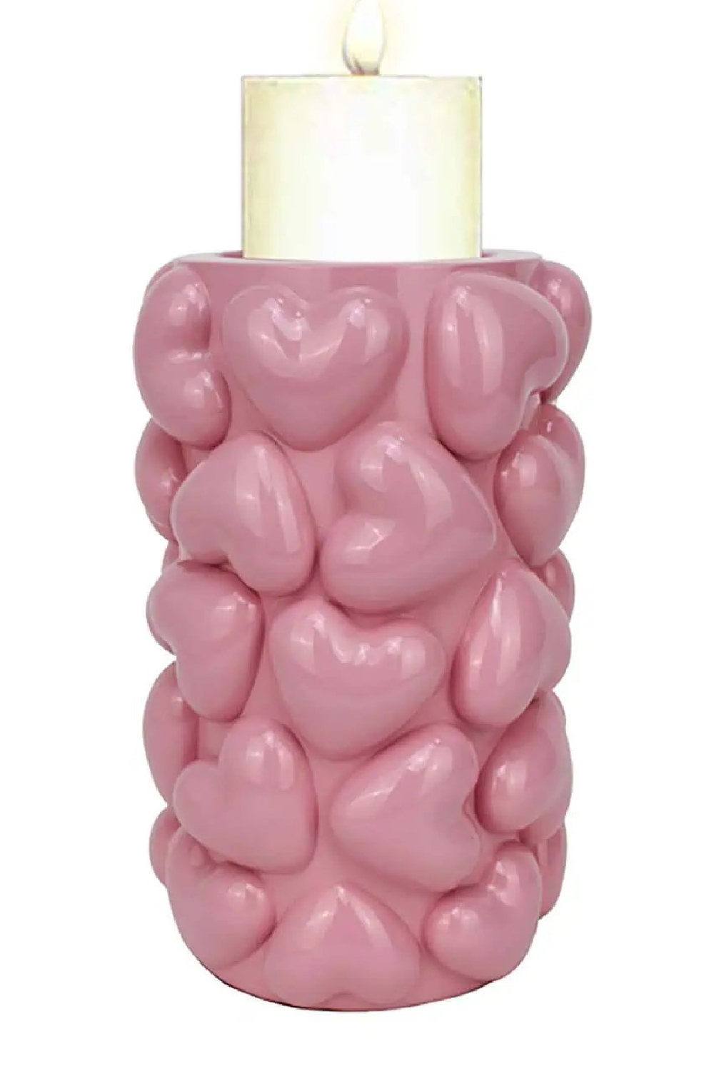 Pink Heart Embellished Candle Holder L | Richmond Interiors Emel | Oroa.com