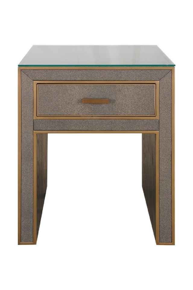 Brown Leather 1-Drawer Nightstand | Richmond Interiors Bloomville | Oroa.com