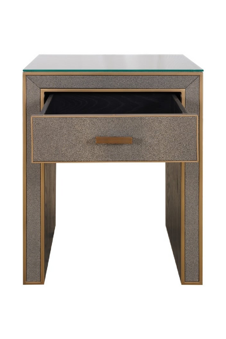 Brown Leather 1-Drawer Nightstand | Richmond Interiors Bloomville | Oroa.com