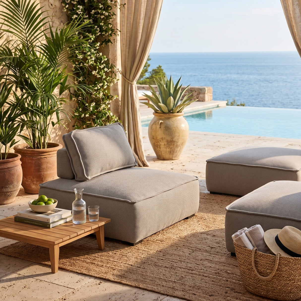   Taupe Outdoor Lounge Chair | Oroa.com