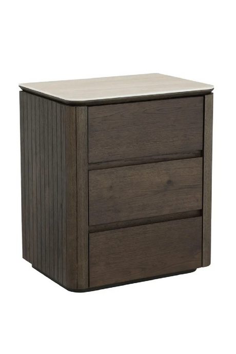 Brown Oak 3-Drawer Nightstand | Richmond Interiors Ritz | Oroa.com