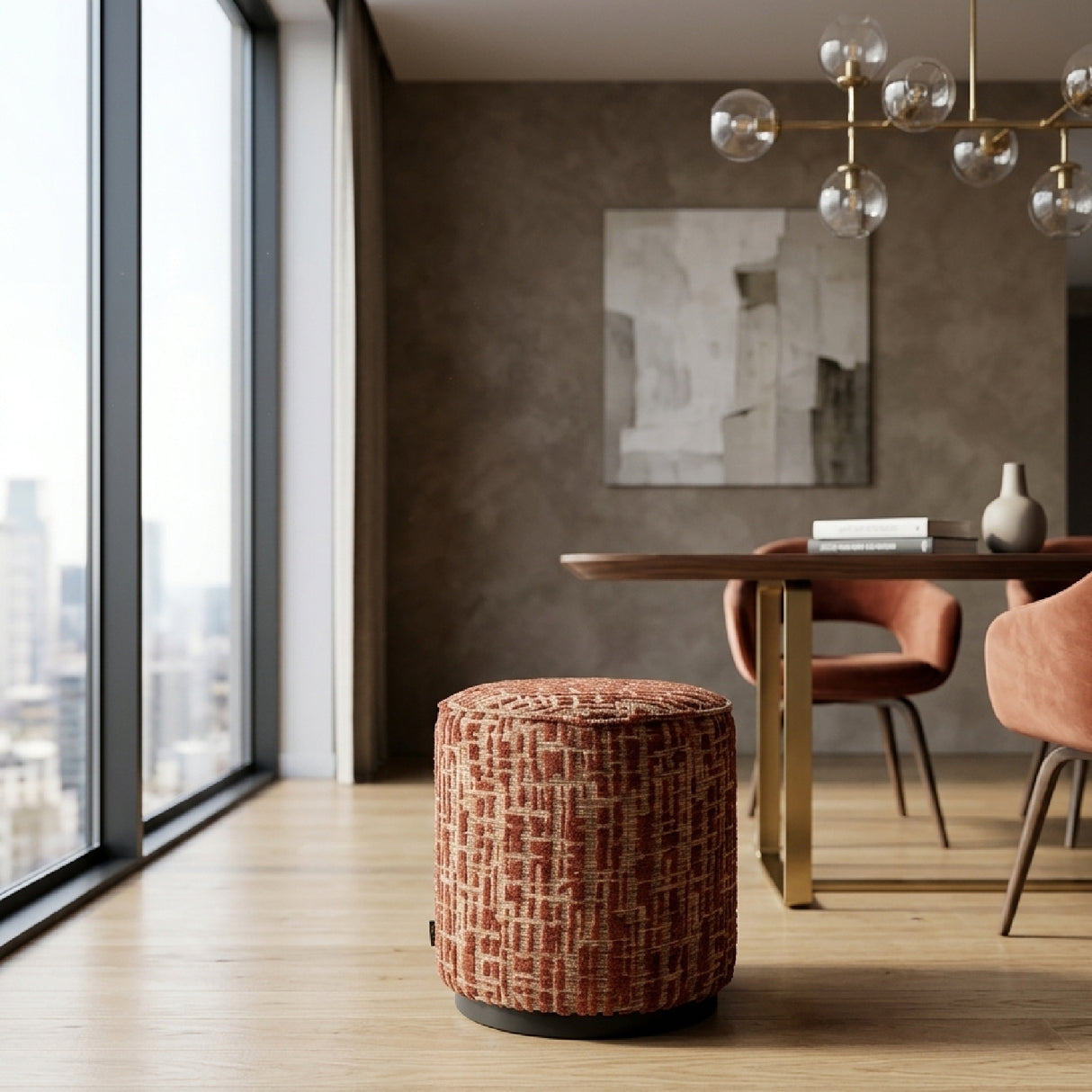   Cylindrical Upholstered Pouf S | Oroa.com