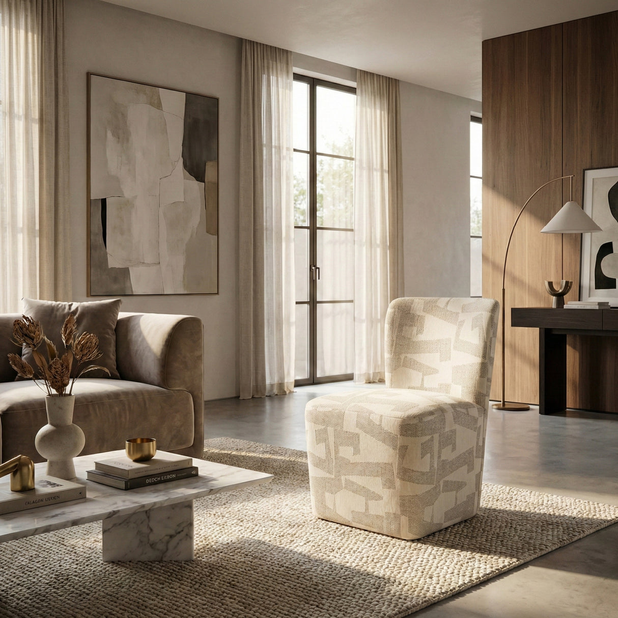   Beige Wheeled Accent Chair | Oroa.com