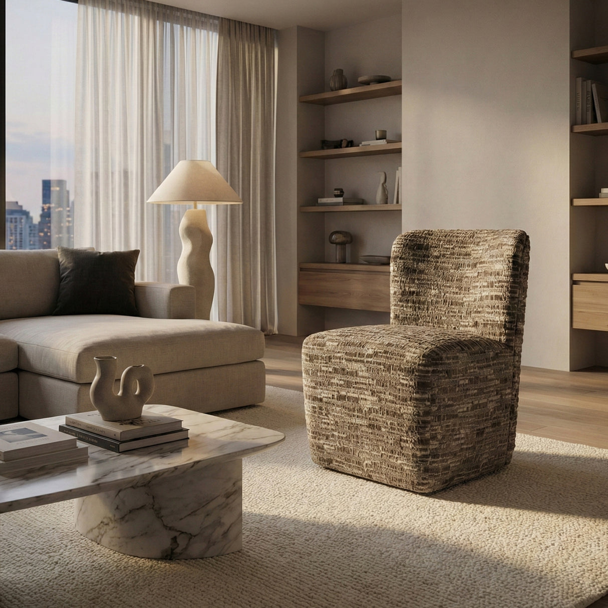 Gray Upholstered Wheeled Chair | Richmond Interiors Lorain