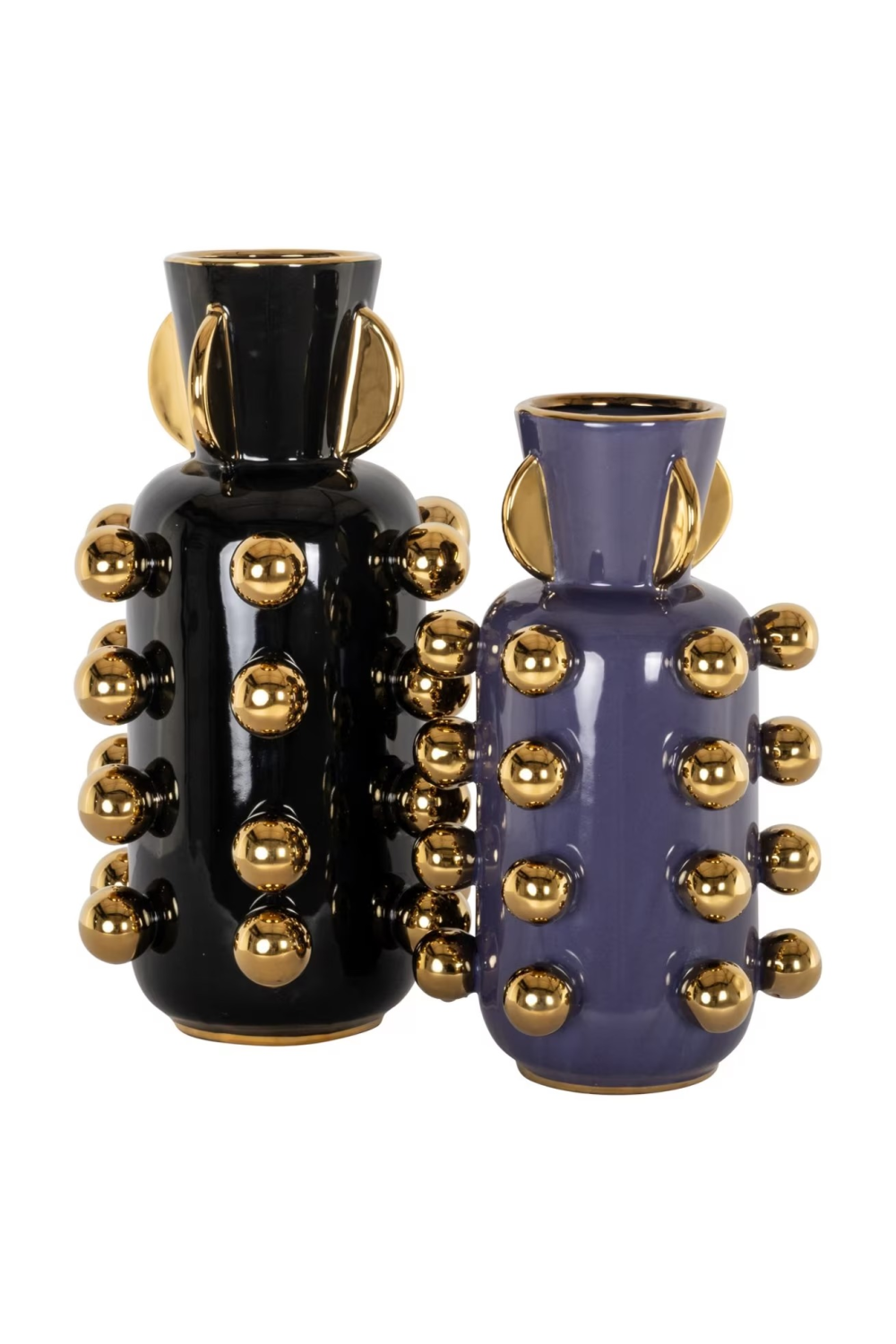 Black Stoneware Studded Vase | Richmond Interiors Zalia | Oroa.com
