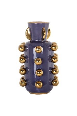 Black Stoneware Studded Vase | Richmond Interiors Zalia | Oroa.com