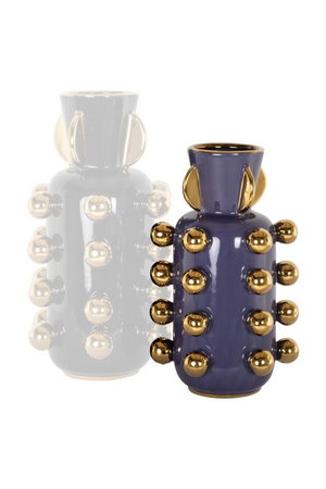 Black Stoneware Studded Vase | Richmond Interiors Zalia | Oroa.com