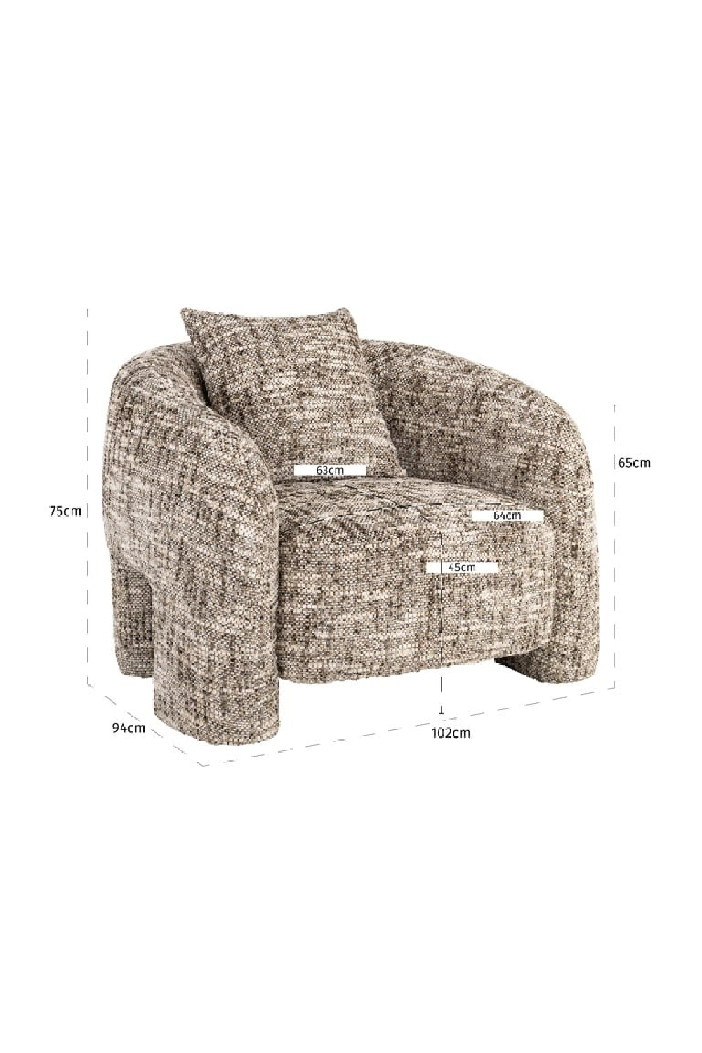 Brown Curved Back Lounge Chair | Richmond Interiors Tuscany | Oroa.com