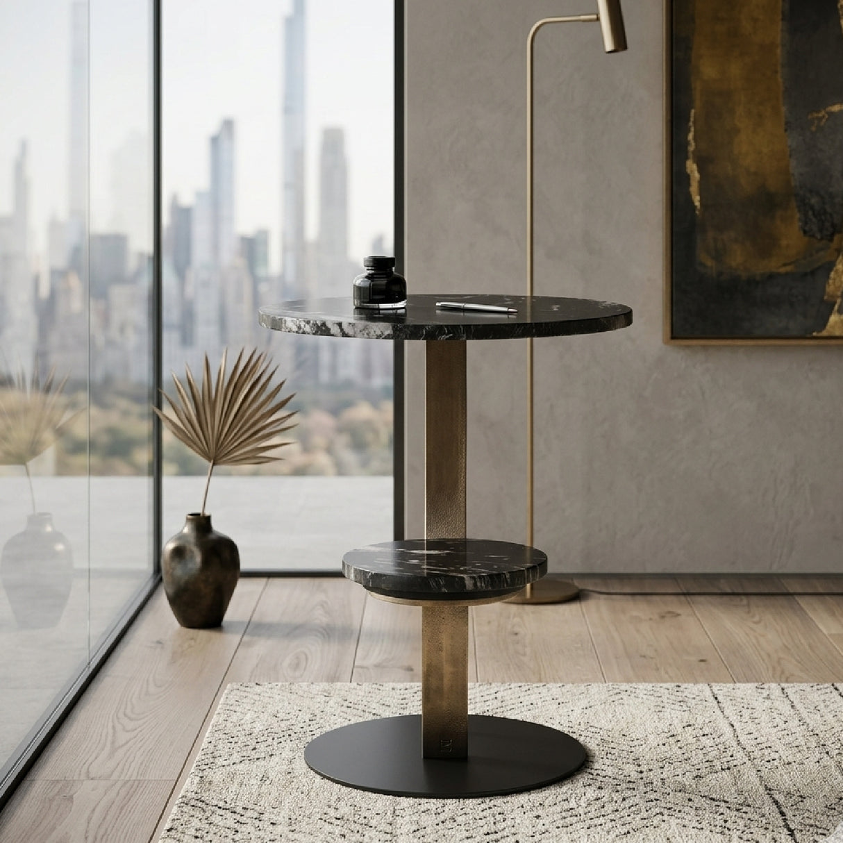   Black Marble Tops End Table | Oroa.com