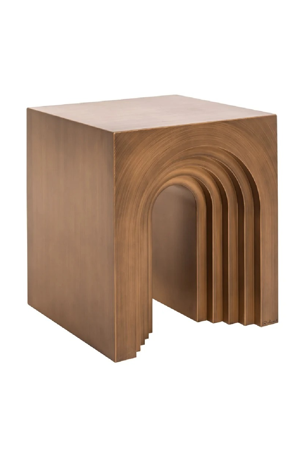 Arched Brushed Gold End Table | Richmond Interiors Vevey | Oroa.com