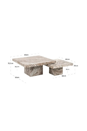 Square Marble Coffee Table Set (2) | Richmond Interiors Rashford | Oroa.com