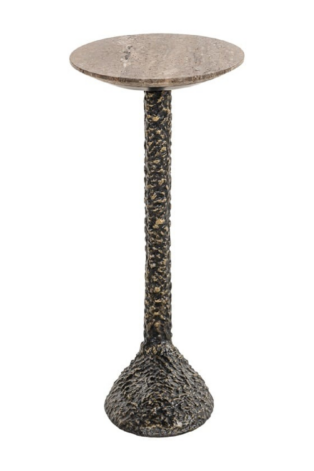 Oval Brown Travertine End Table | Richmond Interiors Arosa | Oroa.com