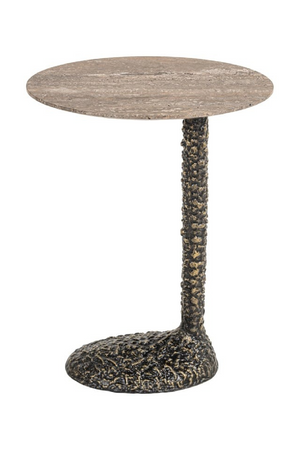 Oval Brown Travertine End Table | Richmond Interiors Arosa | Oroa.com