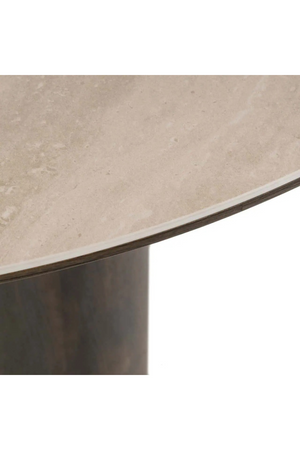 Round Brown Travertine Dining Table | Richmond Interiors Ritz | Oroa.com