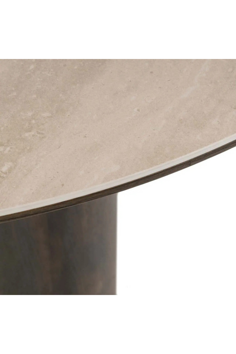 Round Brown Travertine Dining Table | Richmond Interiors Ritz | Oroa.com