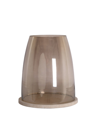 Travertine Base Glass Hurricane | Richmond Interiors Alusia | Oroa.com