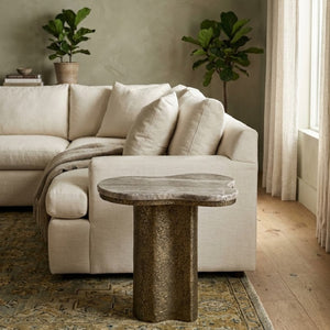 Modern European furniture - Organic-Shaped Marble End Table - www.oroa.com