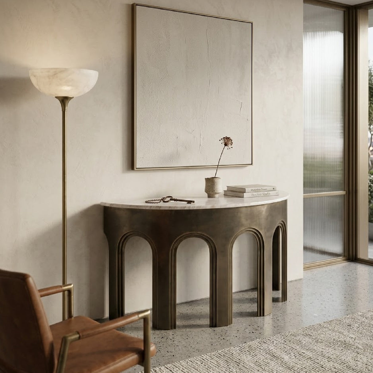   Antique Brass Arched Console Table | Oroa.com