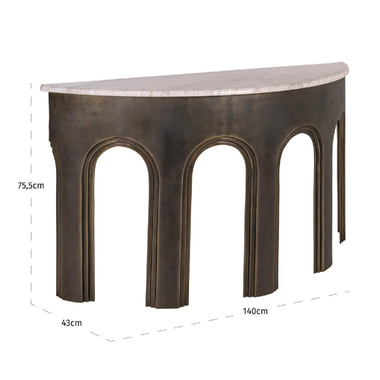   Antique Brass Arched Console Table | Oroa.com