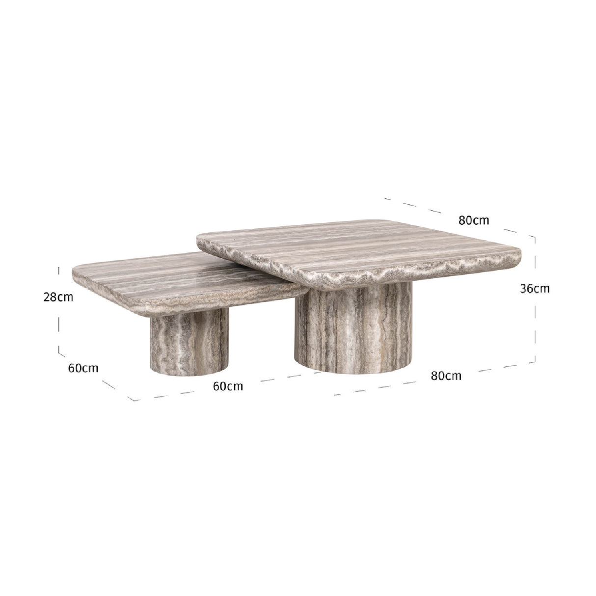   Gray Travertine Coffee Tables (2) | Oroa.com