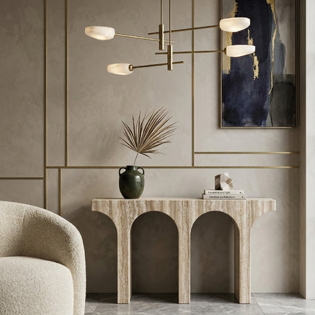   Gray Travertine Arched Console | Oroa.com