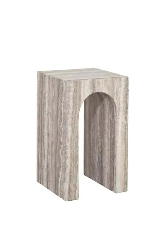 Arched Gray Travertine End Table | Richmond Interiors Dulce | Oroa.com